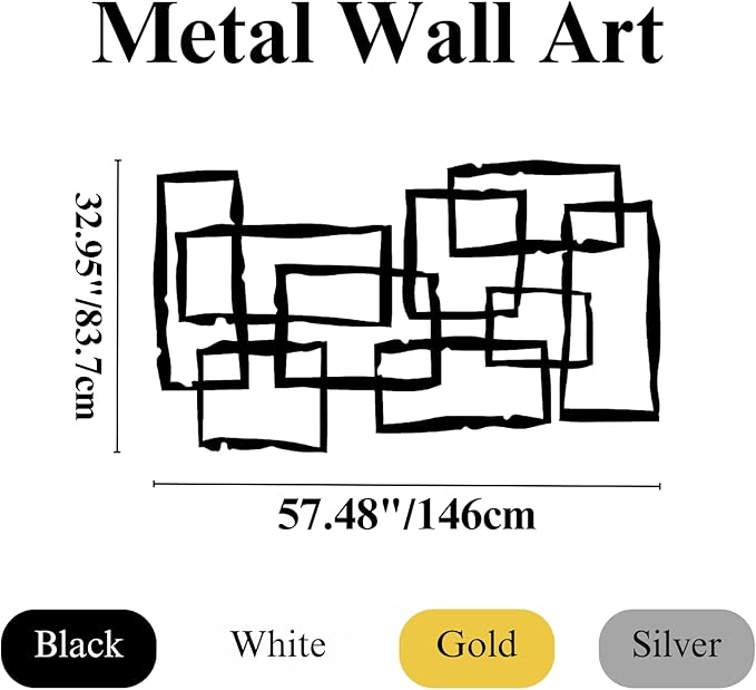 Cadeali Metal Wall Art-Decorative Abstract Metal Wall Art, Large Retro Metal Wall Decor, Mid-Century Vintage Wall Art, Modern Home Decor, Housewarming Gift (25.6 x 44.9” / 65 x 114 cm, White)