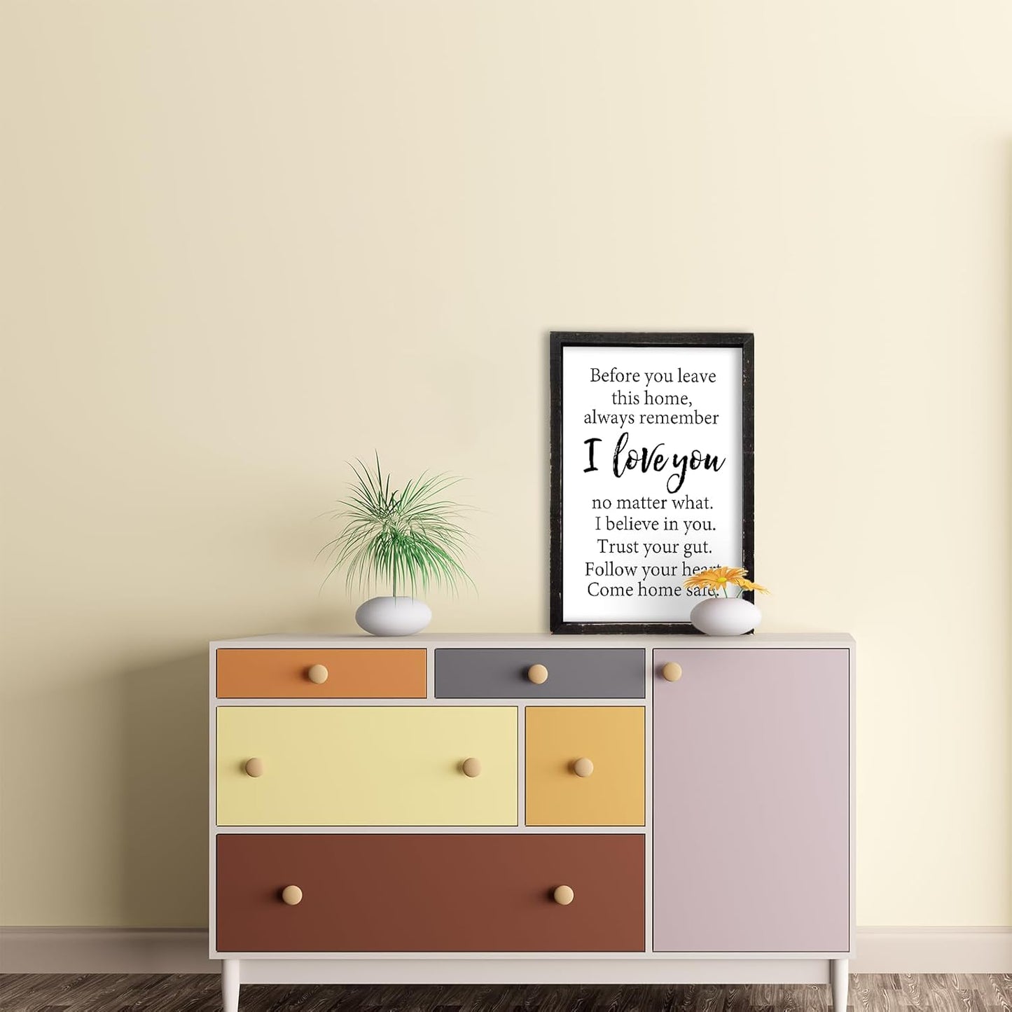 Before You Leave This Home Sign Wall Art Decor 16x11 Inch Rustic Farmhouse Living Room I Love You Inspirational Family Wood Framed Sign Entryway Motivationa And Romantic Wall Hang (Black)