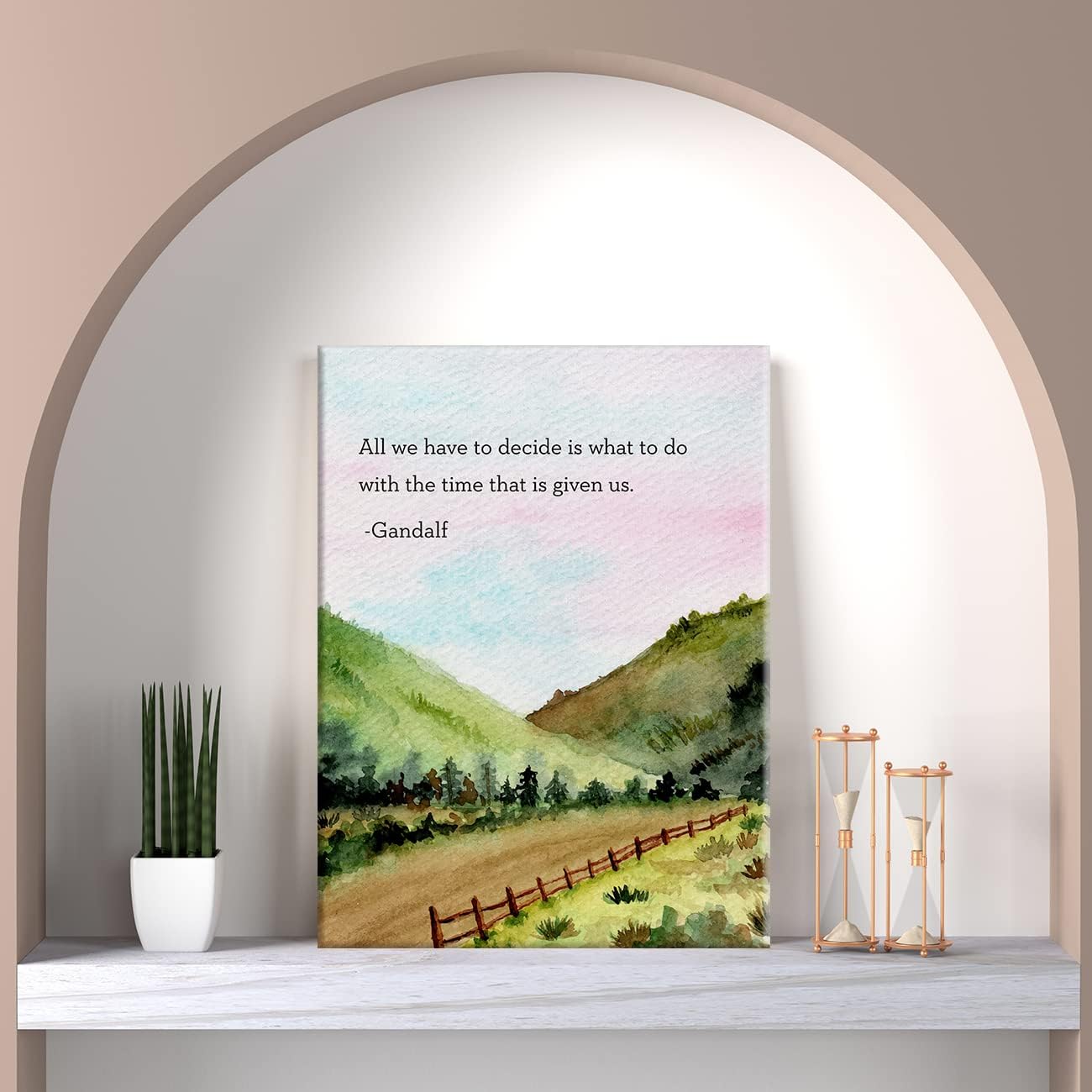 LEXSIVO Watercolor Print Canvas Wall Art Home Decor All We Have to Decide is What to Do with the Time That is Given us Painting 12x15 Canvas Poster Framed Ready to Hang