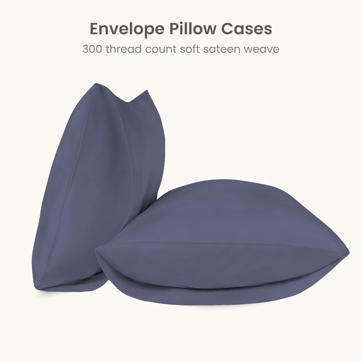 Bioweaves 100% Organic Cotton Pillow Cases 300 Thread Count Soft Sateen Weave GOTS Certified – 20 X 27, Set of 2, Mineral