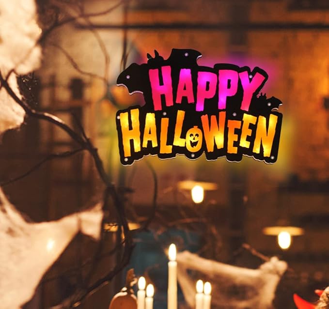 20LED Lighted Happy Halloween Window Silhouette Decoration, Halloween Decoration (Happy Halloween)