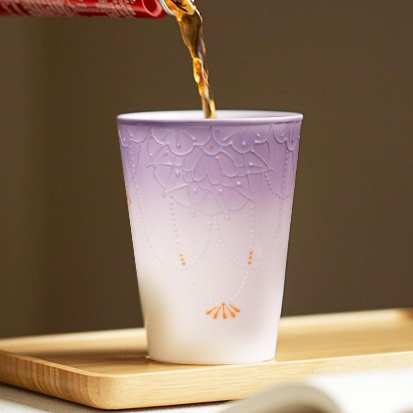 KAMMAK Ceramic Tea Cups Small, Cute Vintage Coffee Cup Set of 2, Porcelain Teacups Espresso Mug, 11.5oz Hand Painted Chinese Afternoon Tea Party Mugs, Birthday Gift for Women Men, Arita Pearl