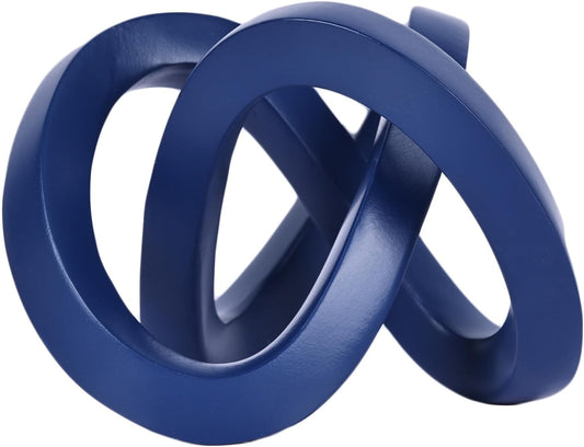 Knot Geometric Sculpture Decor,Mid Century Modern Abstract Figurines,Home Decor Statue,Bookcase Decor,Decorative Accents for Living Room, Coffee Table, Office Desktop, Shelf (Blue)