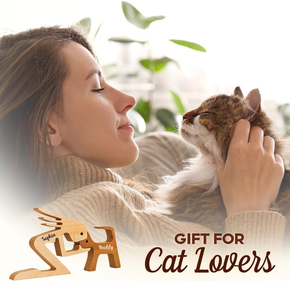 DOPTIKA Personalized Dog Statues Home Table Decor Wooden Pet Carvings, Statue Home Decorations, Wooden Sculpture Decor, Gifts for Dog Lovers Memory Gifts, House Warming Gift Ideas