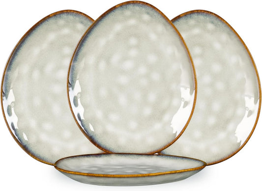 Henten Home Ceramic Appetizer Plates, 6.75 Inch Porcelain Dessert Plate, Cake, Snack Plates Set of 4, Salad Plate for Kitchen, Holiday Gifts, Dishwasher Safe (White)