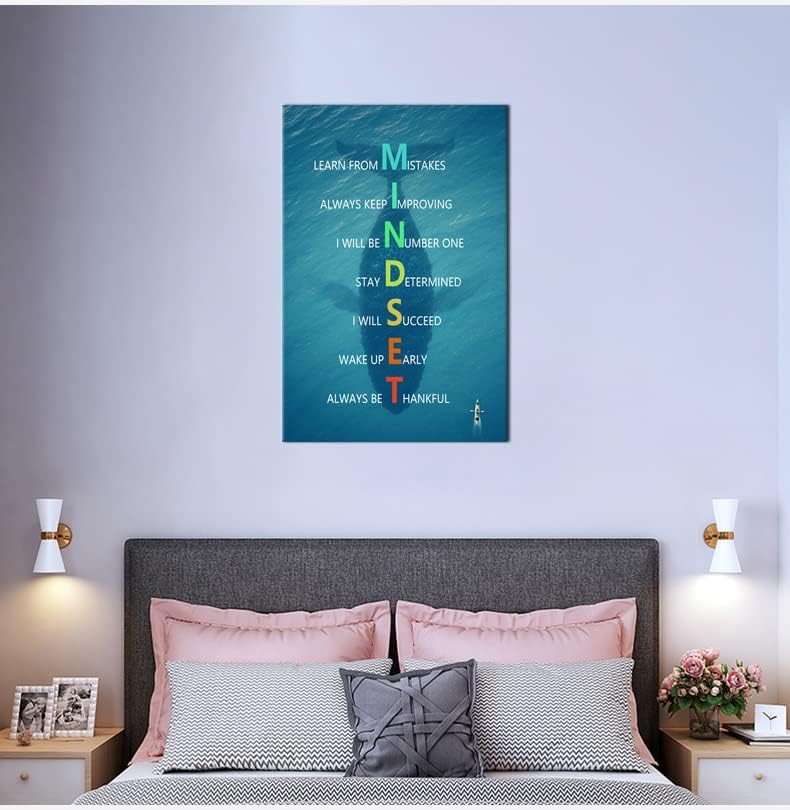 Inspirational Canvas Wall Art for Office Motivational Whale Animal Mindset Poster Print Artwork Painting Picture for Framed Home Decoration Living Room Ready to Hang [24''W X 36''H]