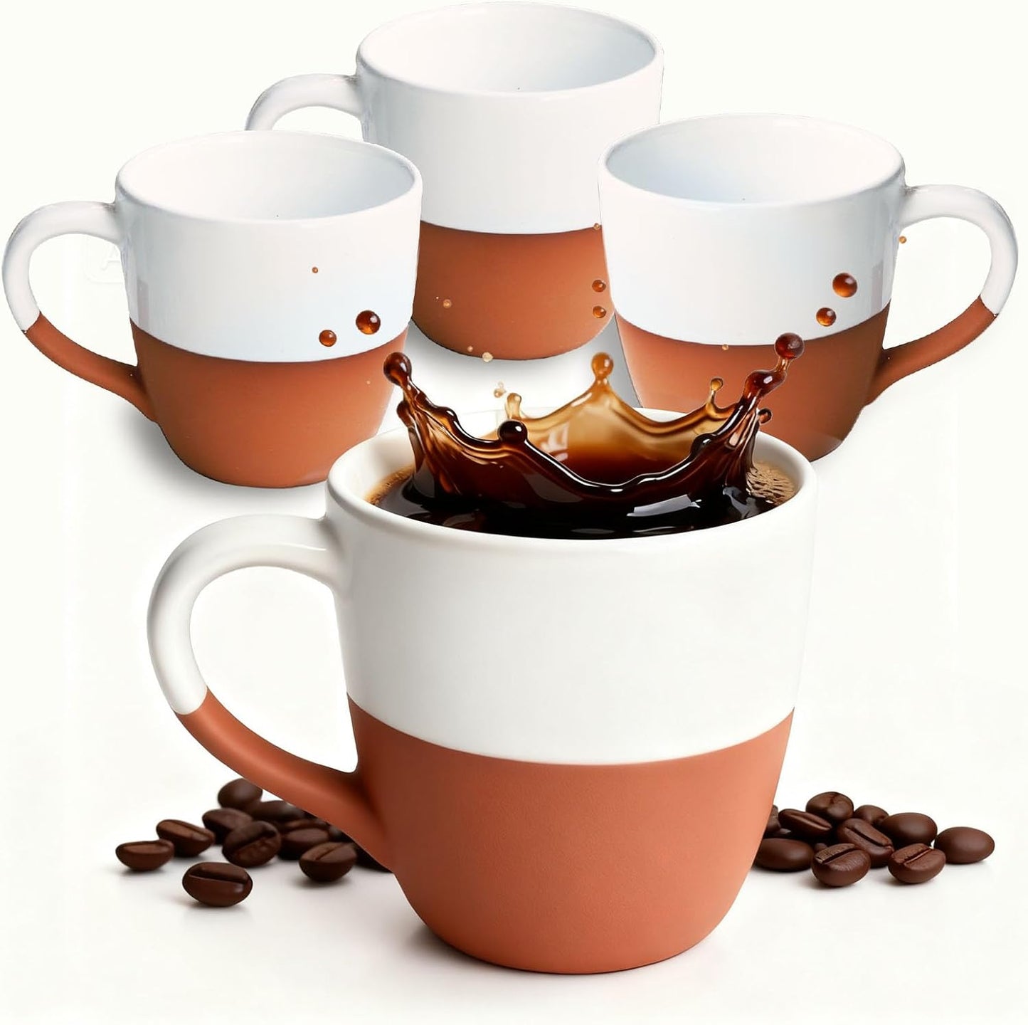 Coffee Mugs Set of 4 Western Style 12oz Ceramic Coffee Cups with Comfortable Handle Microwave and Dishwasher Safe Large Mugs for Coffee Tea Latte Kitchen or Gift