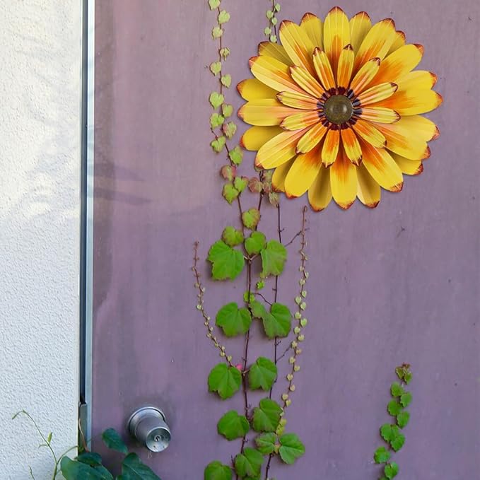 YEAHOME 16'' Metal Flower Wall Decor - Sunflower Wall Art Decorations Hanging for Bedroom, Living Room, Bathroom Boho Office
