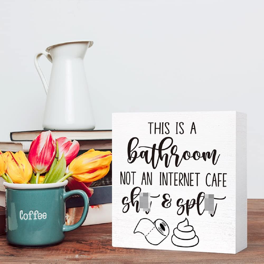Funny Wood Sign - Not an Internet Cafe, Bathroom & Toilet Decor, Farmhouse Style