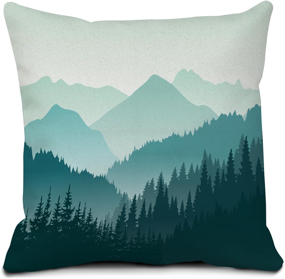 Decorative Throw Pillow Covers 18x18 Inch, Cute Home Decor for Living Room Outdoor Funny Pillowcase Polyester Cushion Case Green Mountain Landscape
