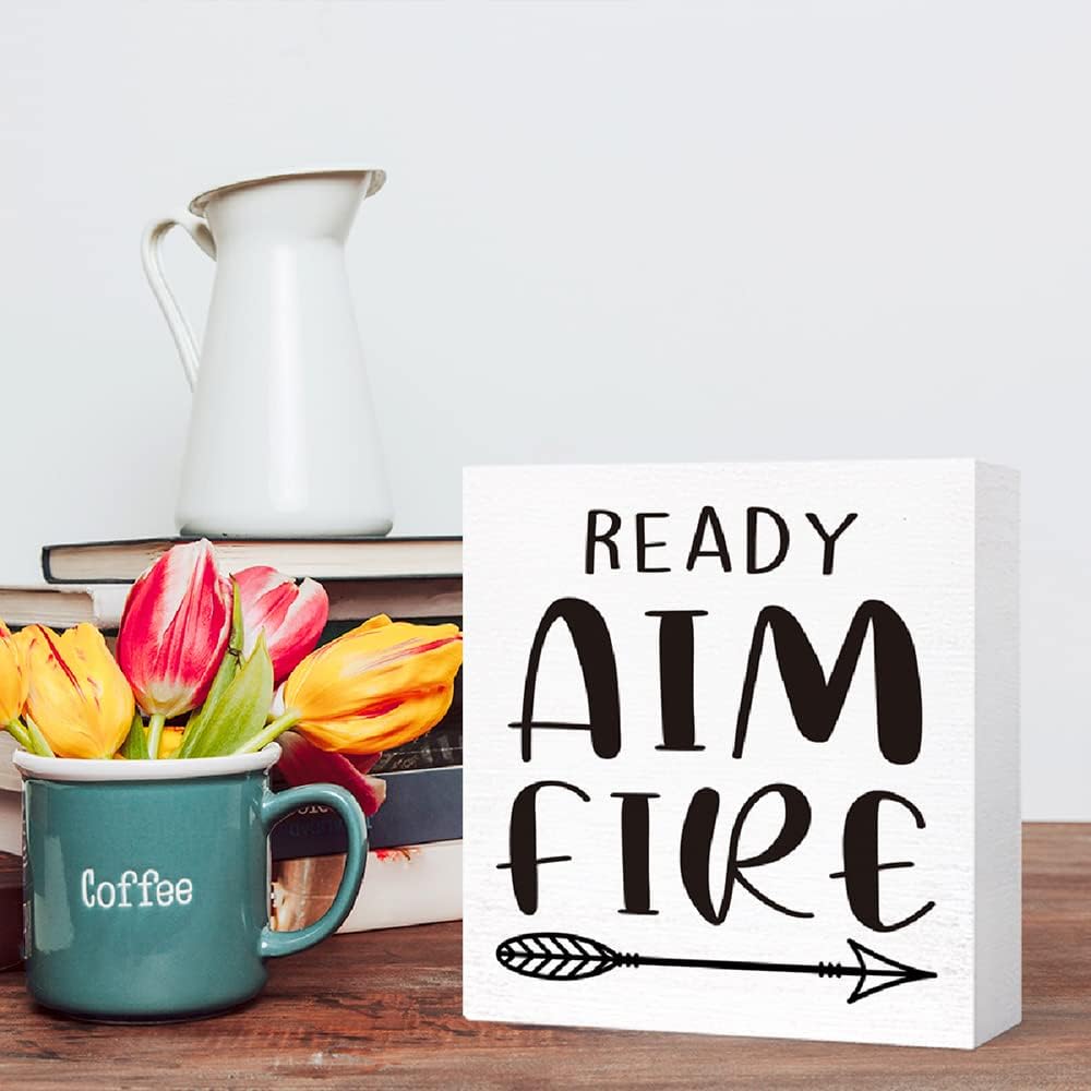 Funny Wood Sign - Aim Fire, Farmhouse Bathroom Decor