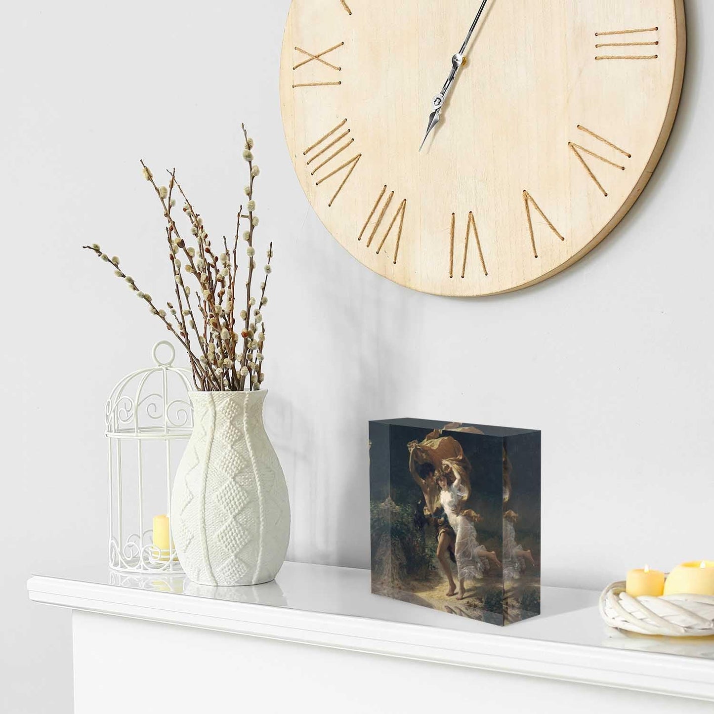 Desktop Decoration Oil Painting, Run in A Rainstorm Acrylic Desk Decor 4x4 Tabletop Wall Sign - Appreciation and Housewarming Presents for Coworkers and Friends