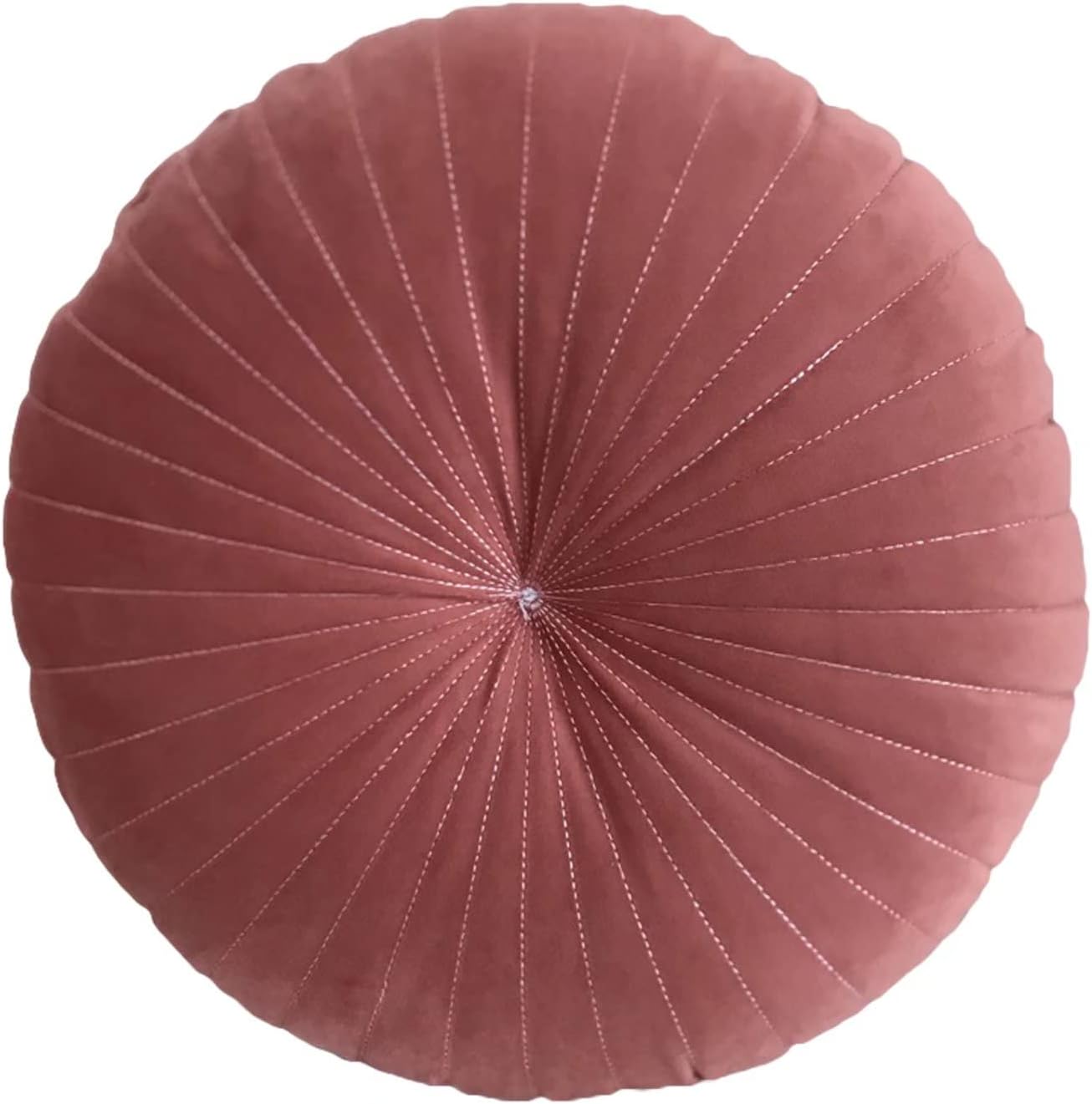 HLOVME Round Pillow Cushion for Couch Velvet Decorative Small Throw Pillow Solid Color for Living Room Bed Floor 15.7”, Lightcoral