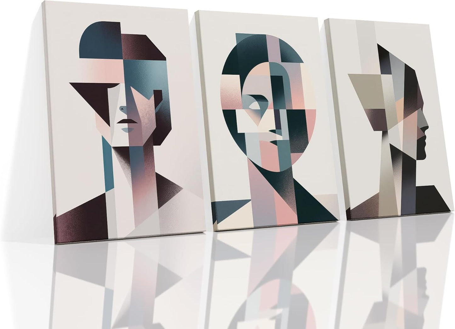 Geometric Stitching Canvas Wall Art Abstract Modern Minimalism Poster Print Graphic Combinations Picture Painting for Home Office Parlour Living Room Decoration Stretched and Framed [48''Wx24''H]