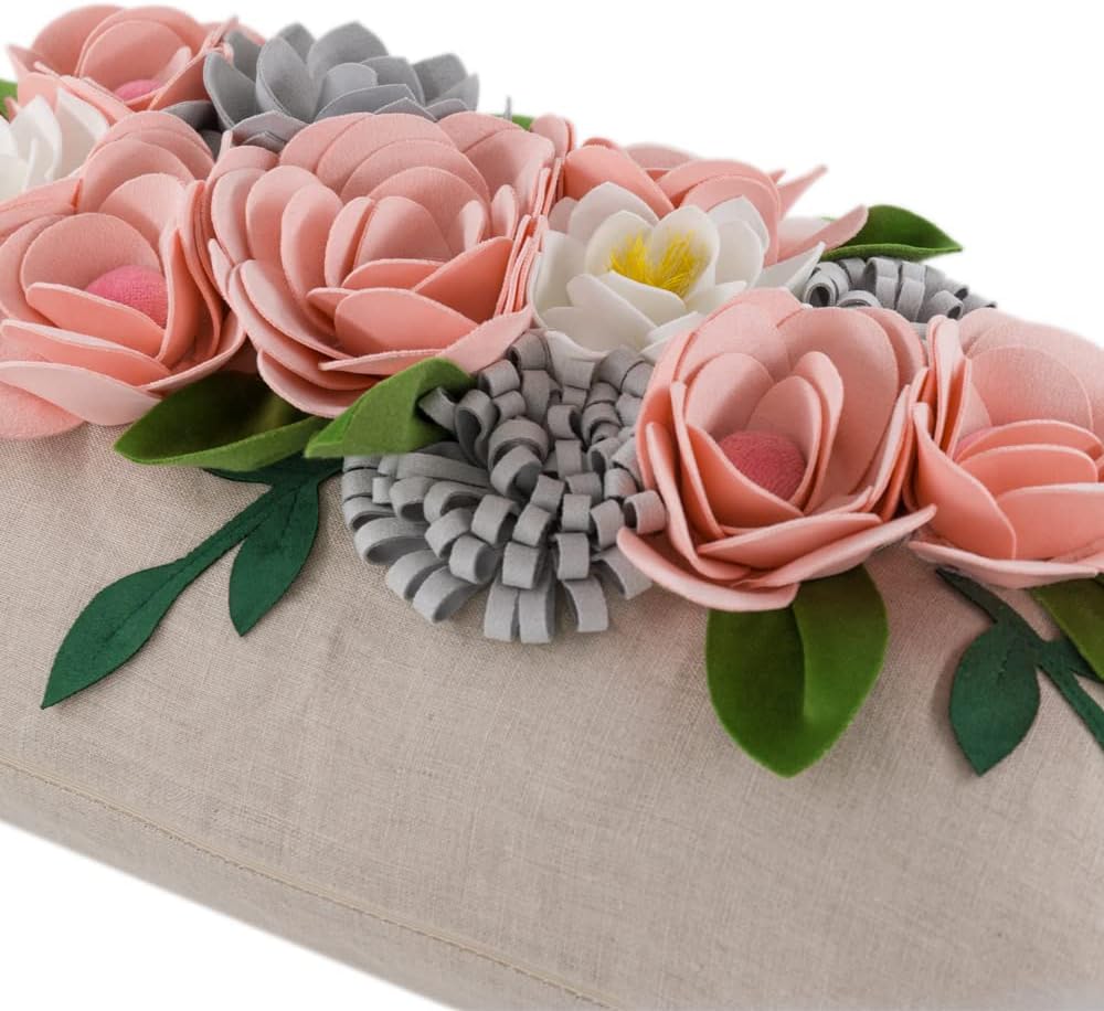 Decorative 3D Flower Throw Pillow Covers Accent Floral Pink Pillowcases for Couch Bed Home Living Room Farmhouse Decor 12x20 Inch
