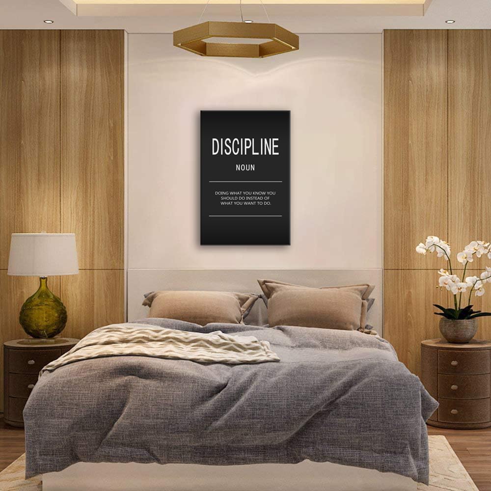 Inspirational Canvas Wall Art Success Office Decor Motivational Painting Discipline Noun Pictures Inspiring Entrepreneur Quote Posters Prints Artwork Home Living Room Decor Framed[24" W x 36" H]