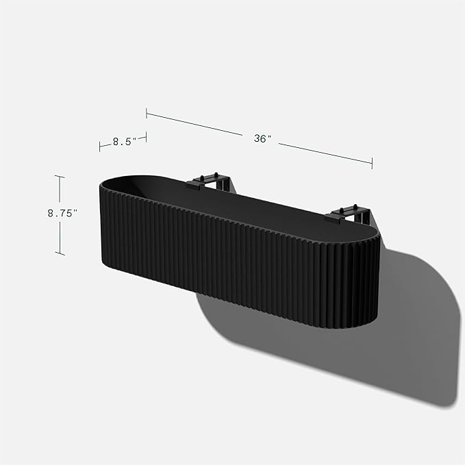 Veradek Demi Series Railing Planter - Hanging Planter Box for Windowsill/Balcony | Plastic-Stone Composite w/Railing Bracket | Modern Décor for Flowers