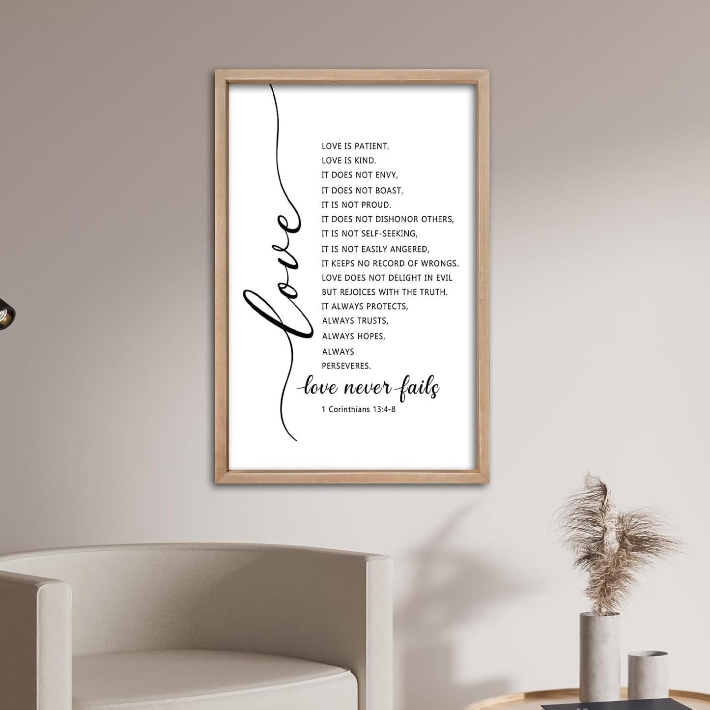 comurdyo Love Is Patient Love Is Kind 1 Corinthians 13 Christian Family Wall Art Decor 11''×16'' Scripture Inspirational The Lords Prayer Quotes Sign Home Bedroom Living Room Wall Hanging (Wood)