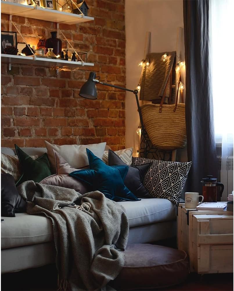 JIKAL Star Moon Shaped Pillow Soft Velvet Nursery Stuffed Throw Pillows for Kids Room Couch Reading Nook Decor (Star, Teal)