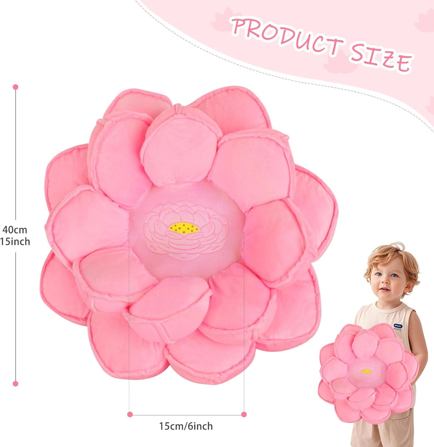 Lotus Flower Floor Pillows, Large Cushion Inspired by Lotus Flower Design, Decorative Seating for Living Room, Bedroom, and Lounge, Soft Washable Floor Cushion for Relaxation, and Family Activities