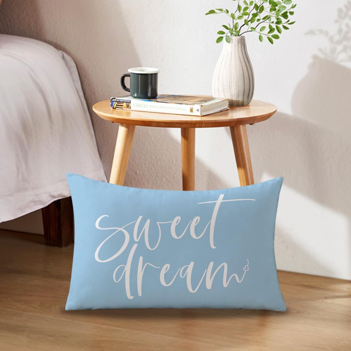 Bedding Decorative Pillowcases Reversible Give It to God and Go to Sleep Cushion Covers Sleep Themed Throw Pillow Covers 12''x20'' for Bedroom Guest Room Housewarming Gifts (Light Blue)