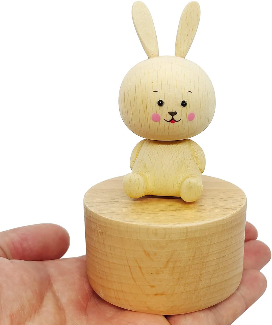 Cute Little Rabbit Mini Music Box, Bunny Wooden Mechanical Music Box, The Music Box Gift That Sings Spirited Away, Best Gift for Boy Girl Friends Singing Music Gift Box