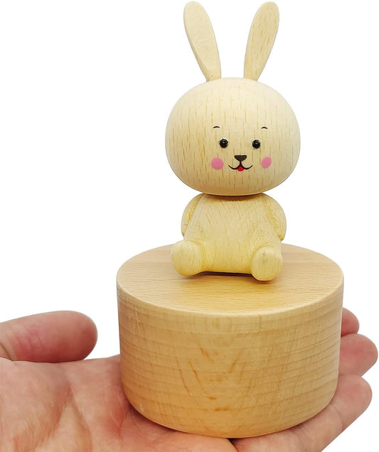 Cute Little Rabbit Mini Music Box, Bunny Wooden Mechanical Music Box, The Music Box Gift That Sings Spirited Away, Best Gift for Boy Girl Friends Singing Music Gift Box