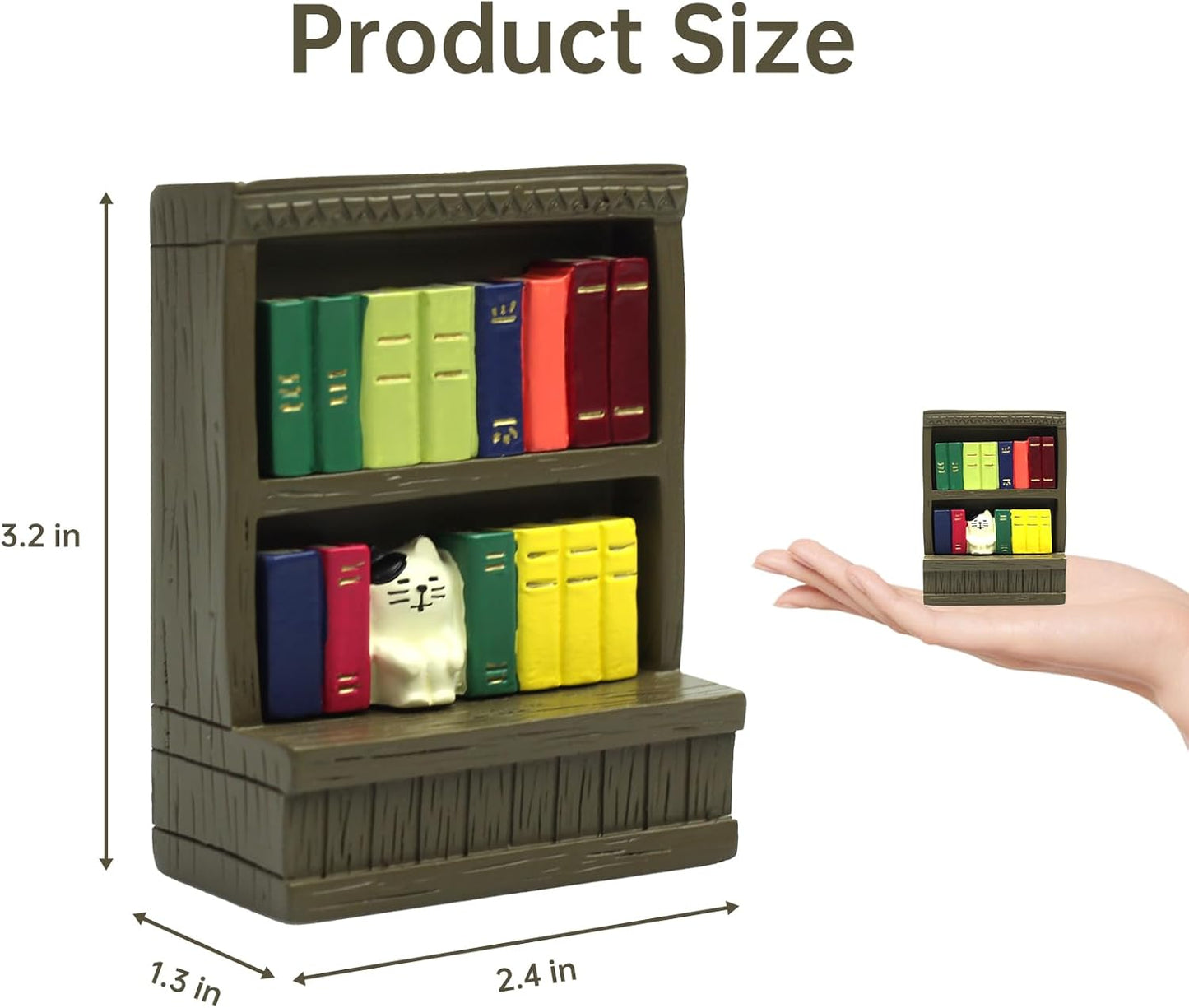 Cute Mini Bookshelf Figurine for Living Room,Shelf Decor Cute Cat Bookshelf Design Perfect for Cat Lovers