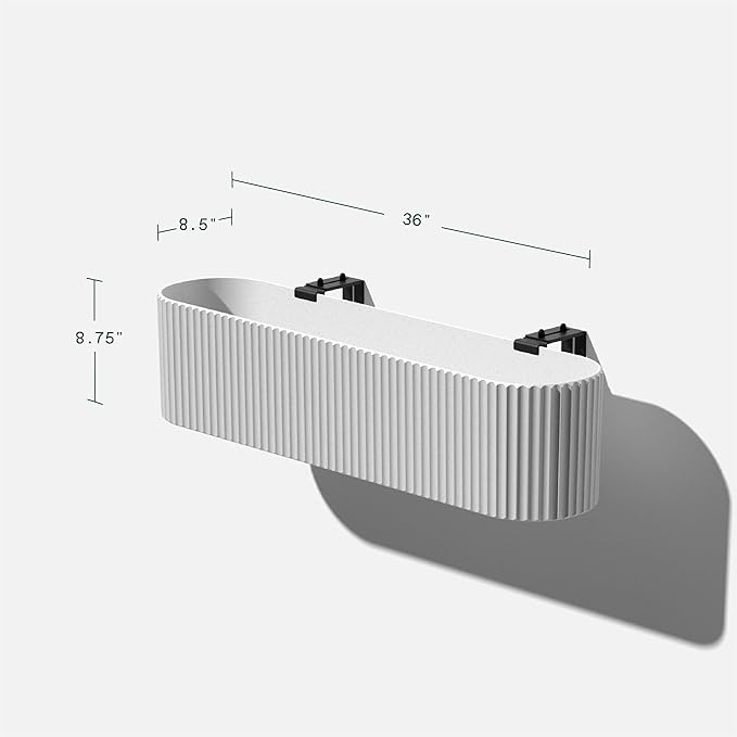 Veradek Demi Series Railing Planter - Hanging Planter Box for Windowsill/Balcony | Plastic-Stone Composite w/Railing Bracket | Modern Décor for Flowers