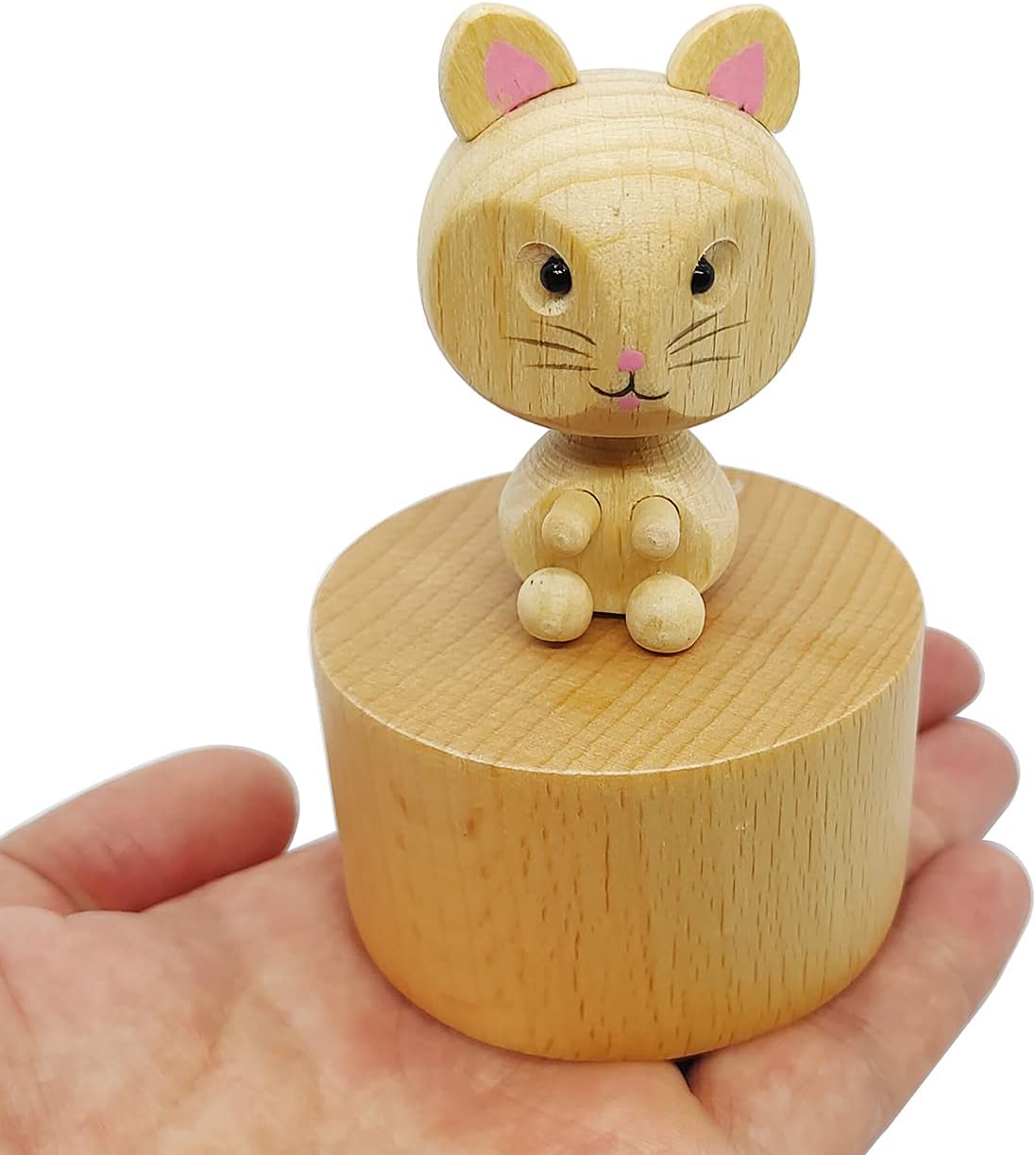 Cute Kitten Mini Music Box, Little Cat Animals Wooden Mechanical Music Box, The Music Box Gift That Sings Castle in The Sky, Best Gift for Boy Girl Kids Singing Music Gift Box