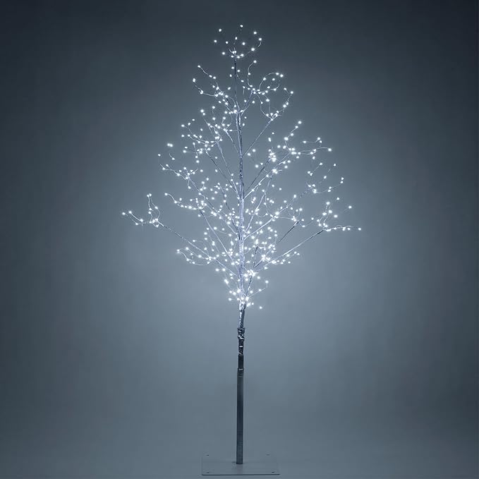 4 Ft Silver Fairy Light Tree Artificial Tree Bedrom Décor Indoor Tree, 390 Cool White LED Lights