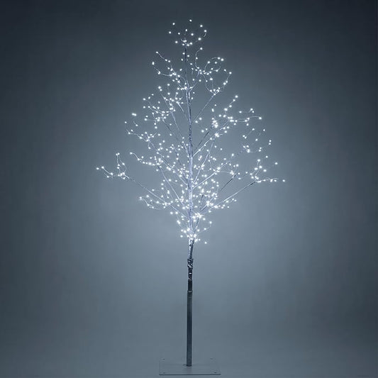 4 Ft Silver Fairy Light Tree Artificial Tree Bedrom Décor Indoor Tree, 390 Cool White LED Lights