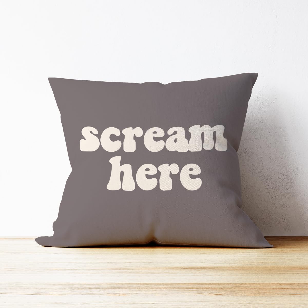 Mancheng-zi Funny Scream Decor, Scream Pillow Covers 18x18, Fun Pillows,Fun Throw Pillows,Funny Throw Pillows,Fun Decorative Pillows,Scream Here Funny Humor Throw Pillow Case(Grey)