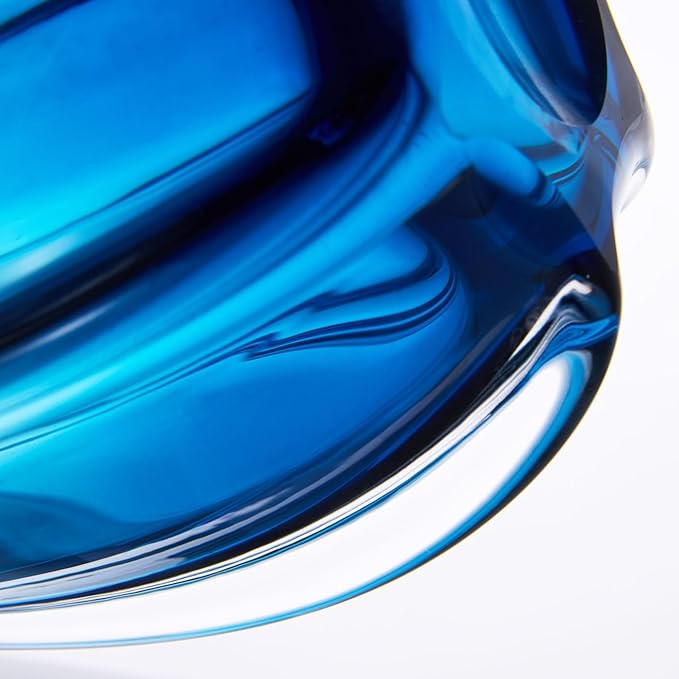 Luxury Lane Hand Blown Laine Sommerso Art Glass Vase for Home Decor 10 inch Tall Centerpiece Table Decoration