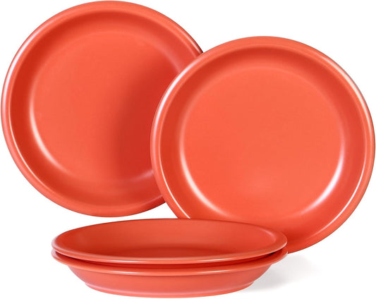 GZG 10.25-Inch Ceramic Dinner Plates Set of 4, Rustic Matte Glaze Terracotta Stoneware Plates for Main Course & Everyday Meals, Microwave & Dishwasher Safe(Terracotta Blush)
