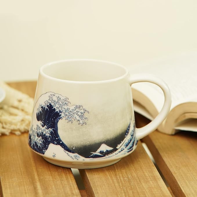 Topadorn Ceramic Mug Porcelain Coffee Cup,12 oz. The Great Wave