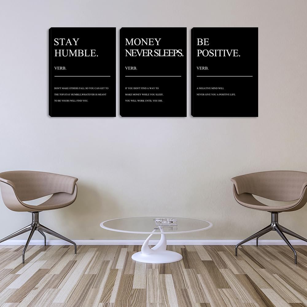 Large Motivational Framed Wall Art 3 Pieces Positive Quotes Decor Picture Painting Prints Artwork Inspirational Office Art Wall Decor Poster Home Wall Decoration for Bedroom Living Room (72" Wx36 H)