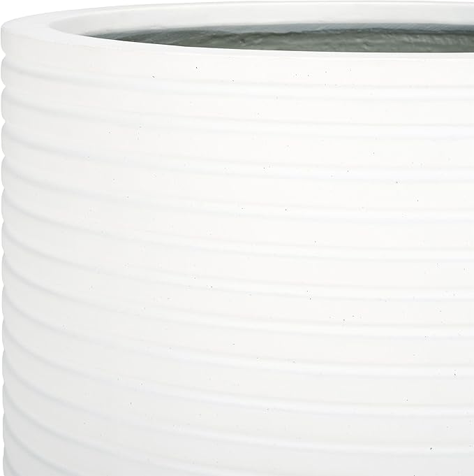 SAFAVIEH Outdoor Collection Nardo White Cement Ficonstone Planter Pot Set of 2