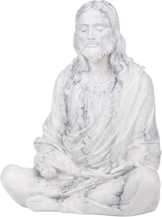 Jesus Statue 12" Marble - Meditation Statue Decor - Jesus Figurine for Any Room - Great Gift for Christians or Spiritual Friends