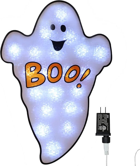 20LED Lighted Boo Ghost Halloween Window Silhouette Decoration,Halloween Decoration (Boo)