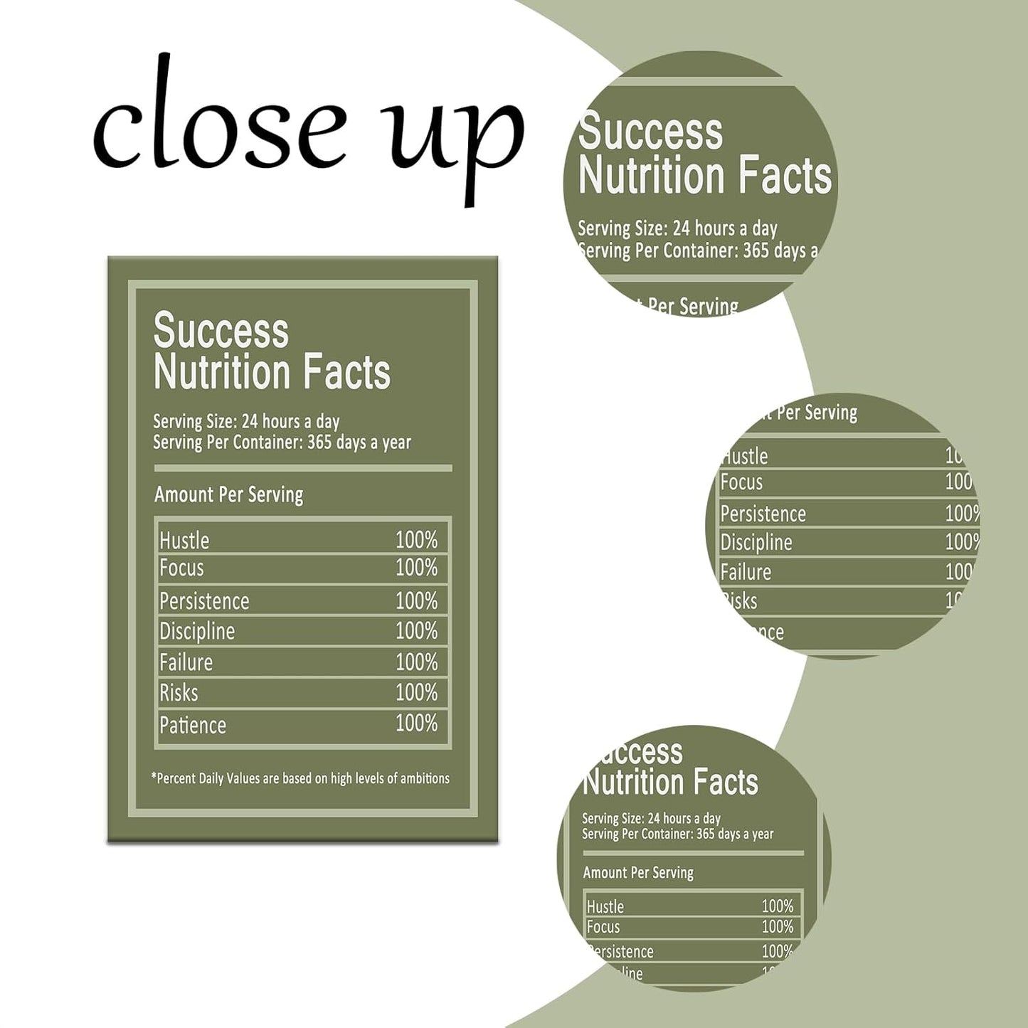 Inspirational Canvas Wall Art Nutrition Facts Motivational Entrepreneur Quotes Picture Print Positive Poster Painting Wall Decor Artwork for Home Bedroom Office Stretched and Framed [12''Wx18''H]