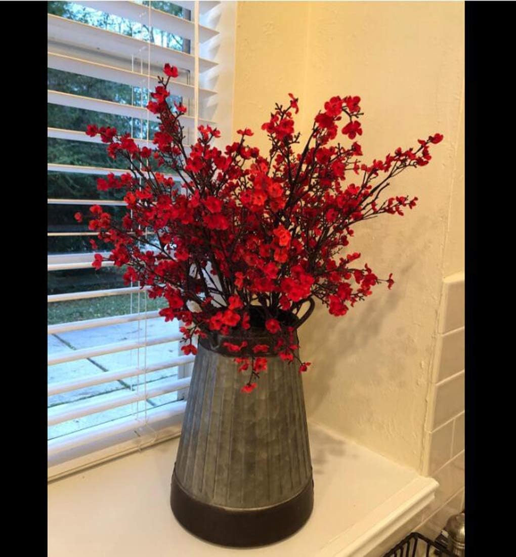 JAKY-Global Babys Breath Fabric Cloth Artificial Flowers 6 Bundle European Fake Silk Plants Decor Wedding Party Decoration Bouquets Real Touch DIY Home Garden(Red)