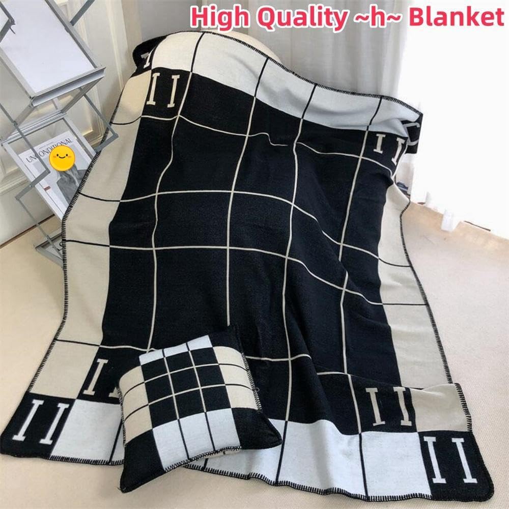 h Blanket Soft Throw Blanket Faux Fleece Cashmere Plaid Warm Shawl Thick Knitted Plush Cozy Comfy for Women Throw Blanket for Sofa Couch Bed Queen King Size 55x66 in (Black)