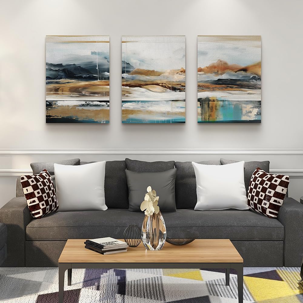 MHARTK66 Large Canvas Wall Art For Living Room Modern Bedroom Wall Decor Abstract Ink Painting Canvas Prints for Home Decorations Ready to Hang Office Inspiration Posters Pictures Artworks 3 Piece