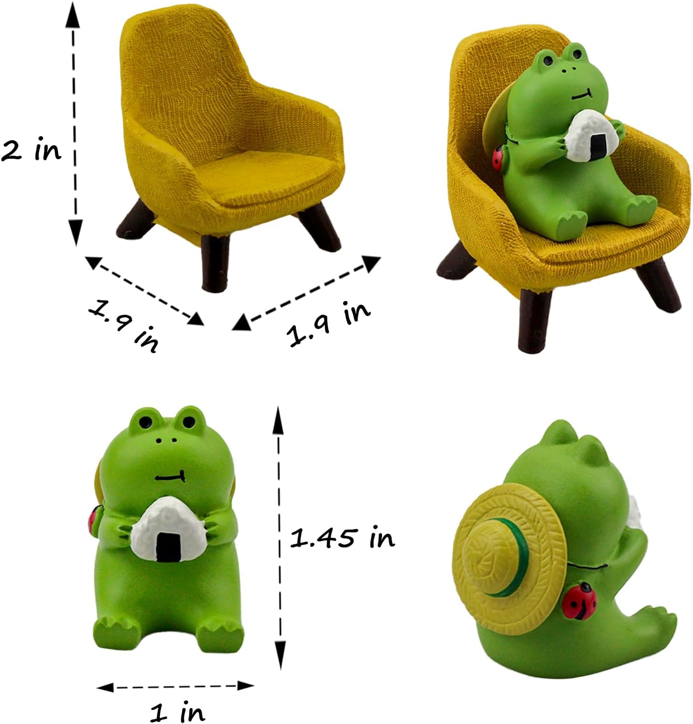 Miniature Frog Figurines Statue - Cute Frog Sculpture for Outdoor Fairy Garden and Desk Decorations - Adorable Frog Figurine Statue Decor for Plant Shelf Desk Office Bedroom(Yellow Sofa)