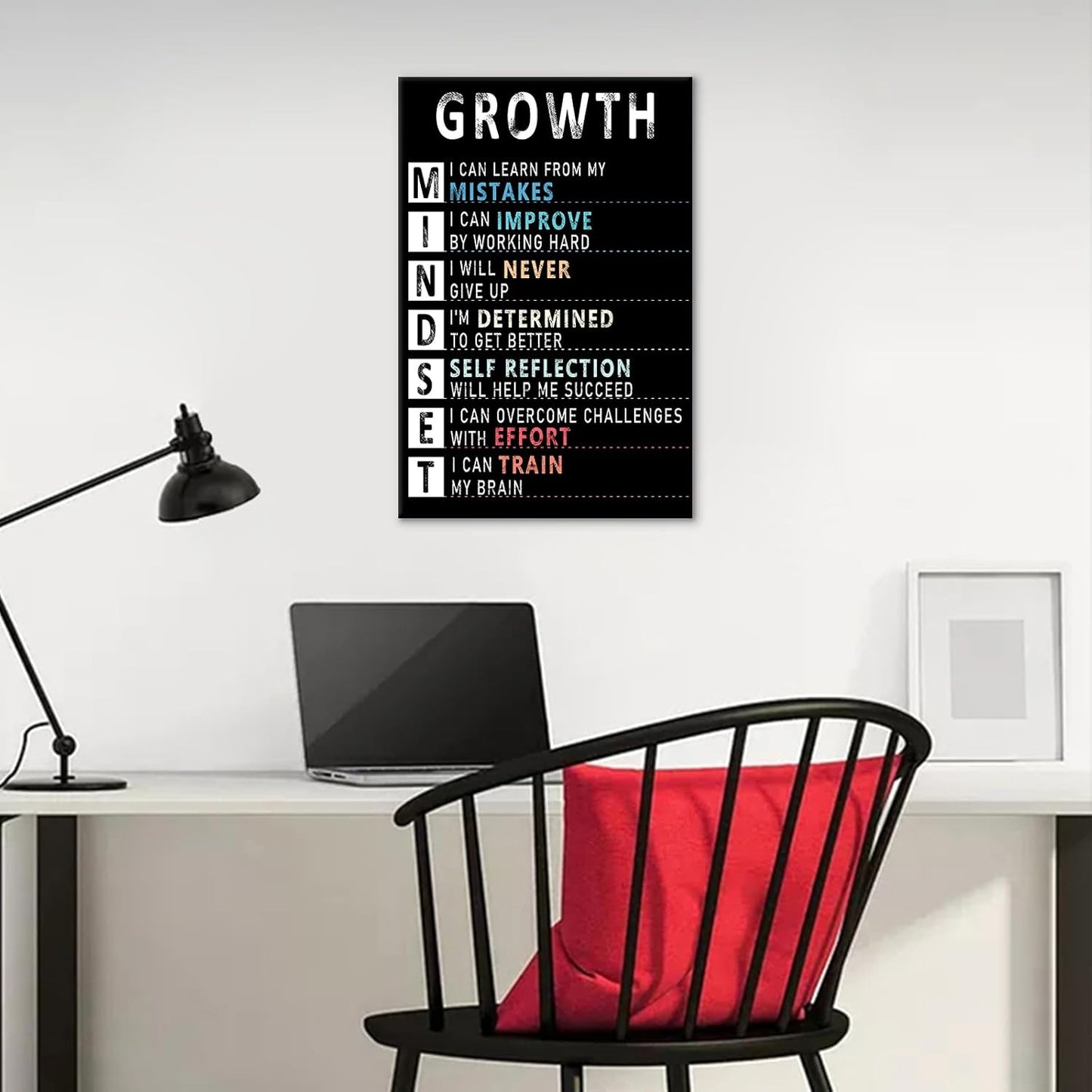 Inspirational Canvas Wall Art Growth Mindset Motivational Entrepreneur Quotes Poster Print Artwork Picture Painting Wall Decor for Modern Home Bedroom Bathroom Stretched and Framed [12''Wx18''H]