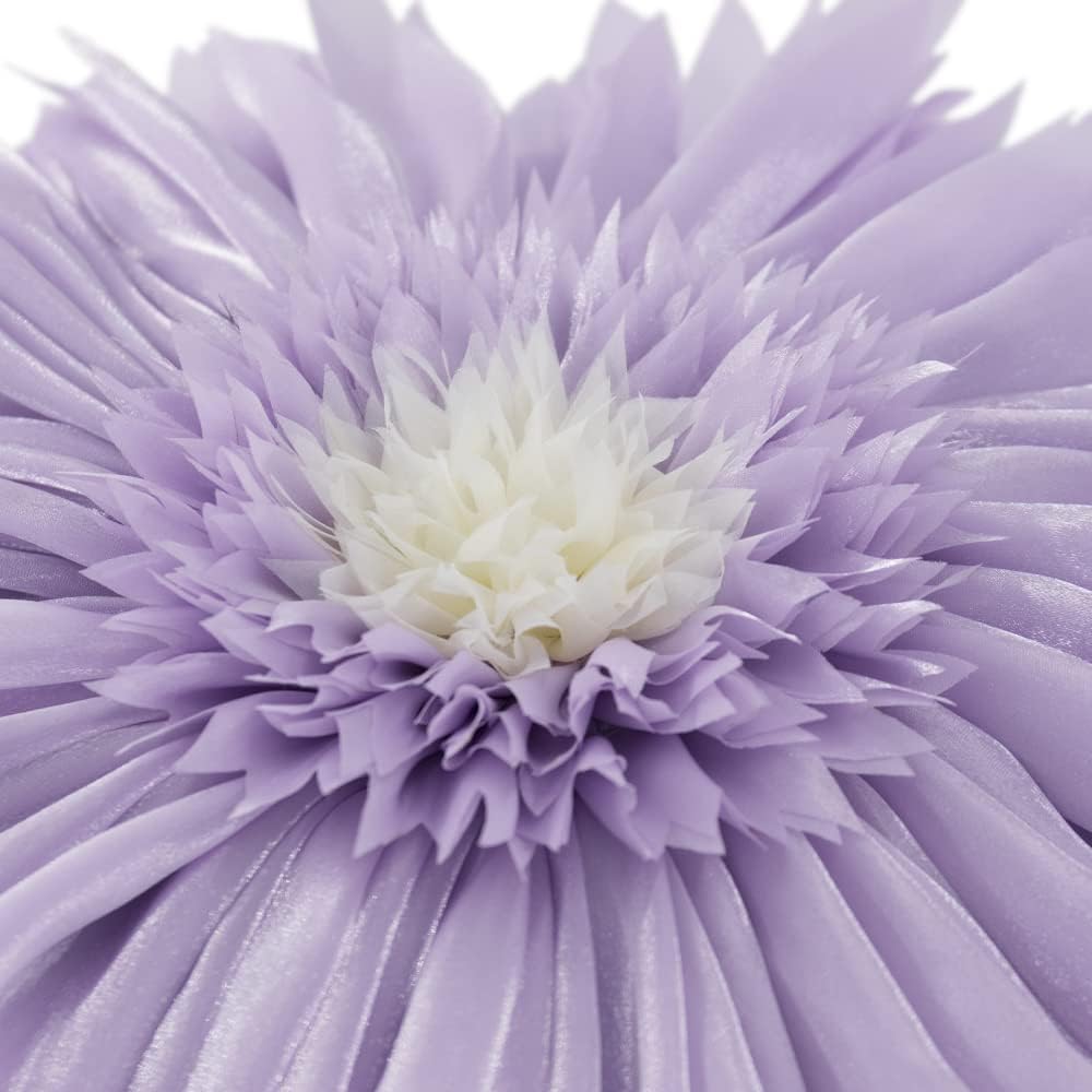 Decorative 3D Flower Round Throw Pillow with Inserts Included Handmade Cute Daisy Accent Pillow Soft Elegant Cushion for Bed Couch Chair Bedroom Living Room Home Decor 12Inch Lavender Purple