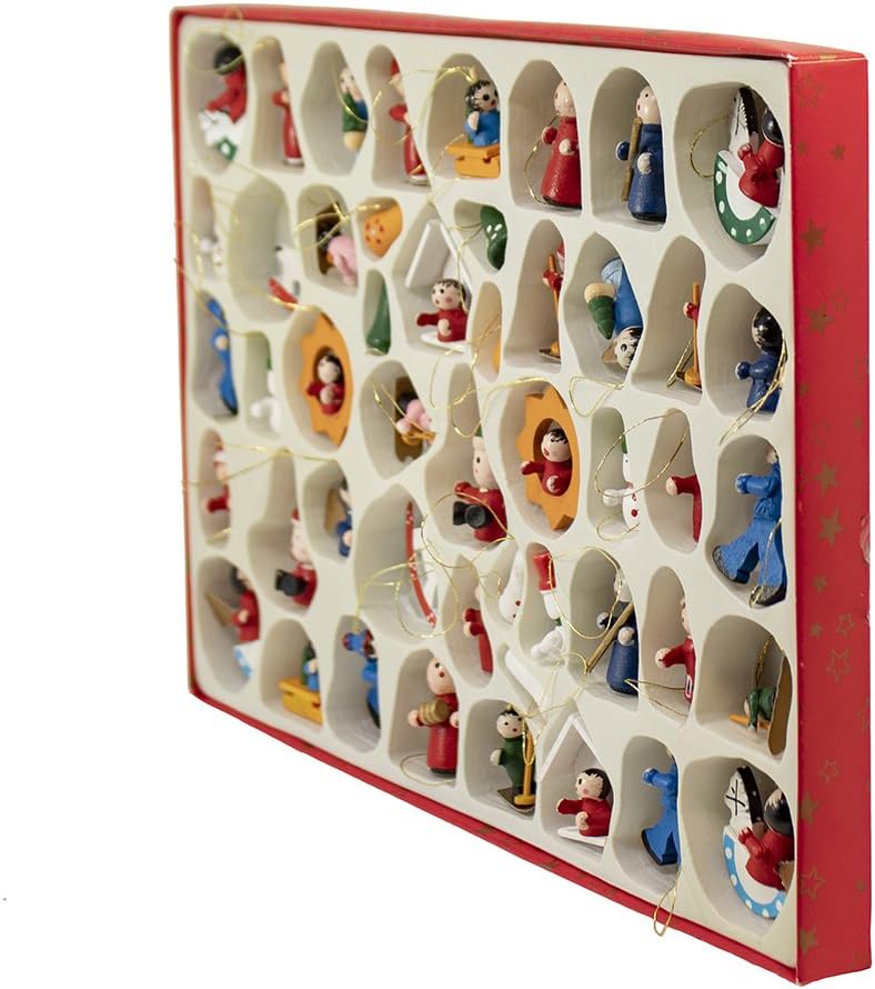 Kurt Adler C0719 Petite Treasures Wooden Ornament, Set Of 48