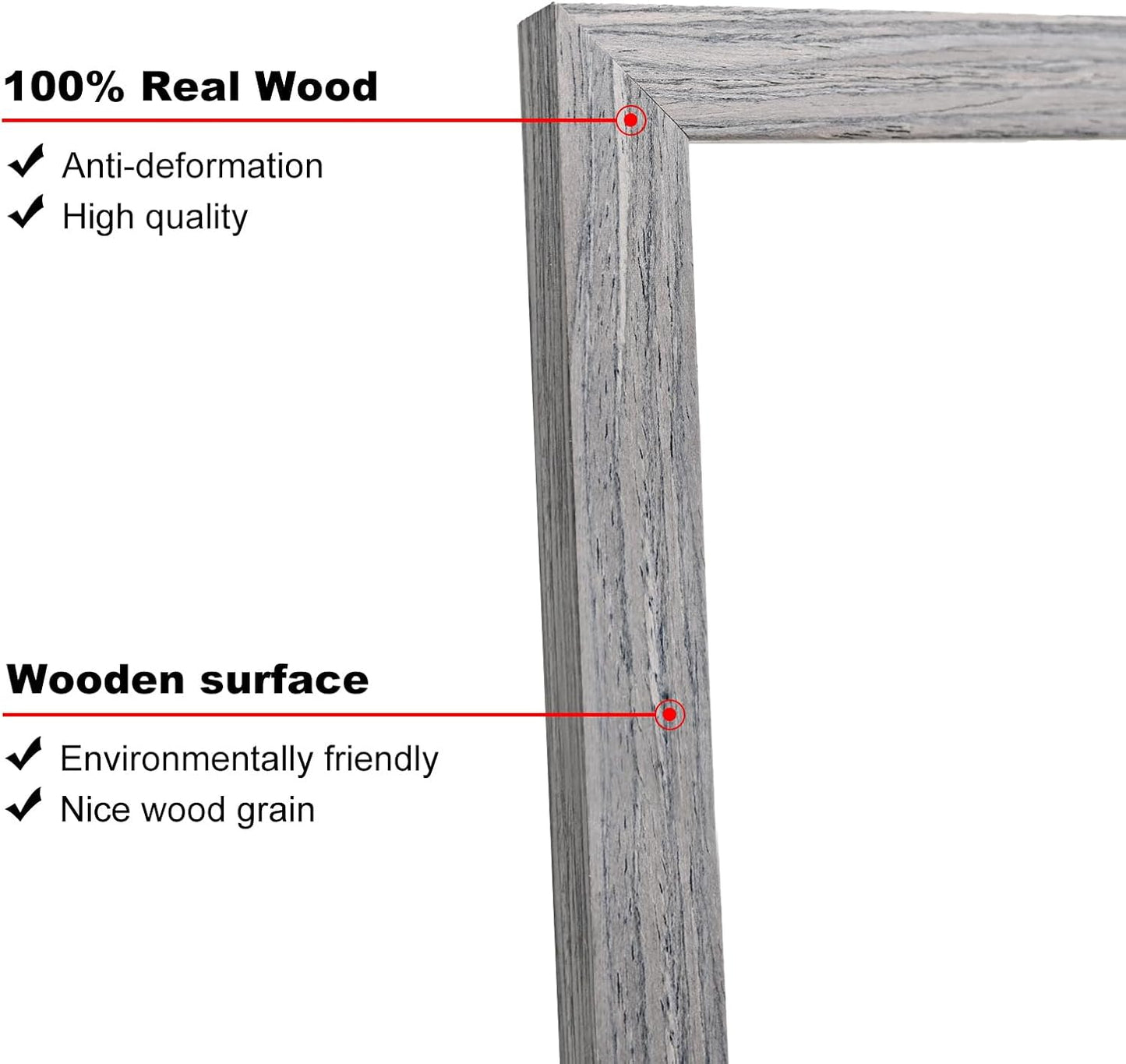 KINLINK 10x10 Picture Frame, Grey Square Solid Wood Frames for Pictures 6x6 with Mat or 10x10 without Mat, Wall and Tabletop Display Photo Frames Grey Wood 4 Pack