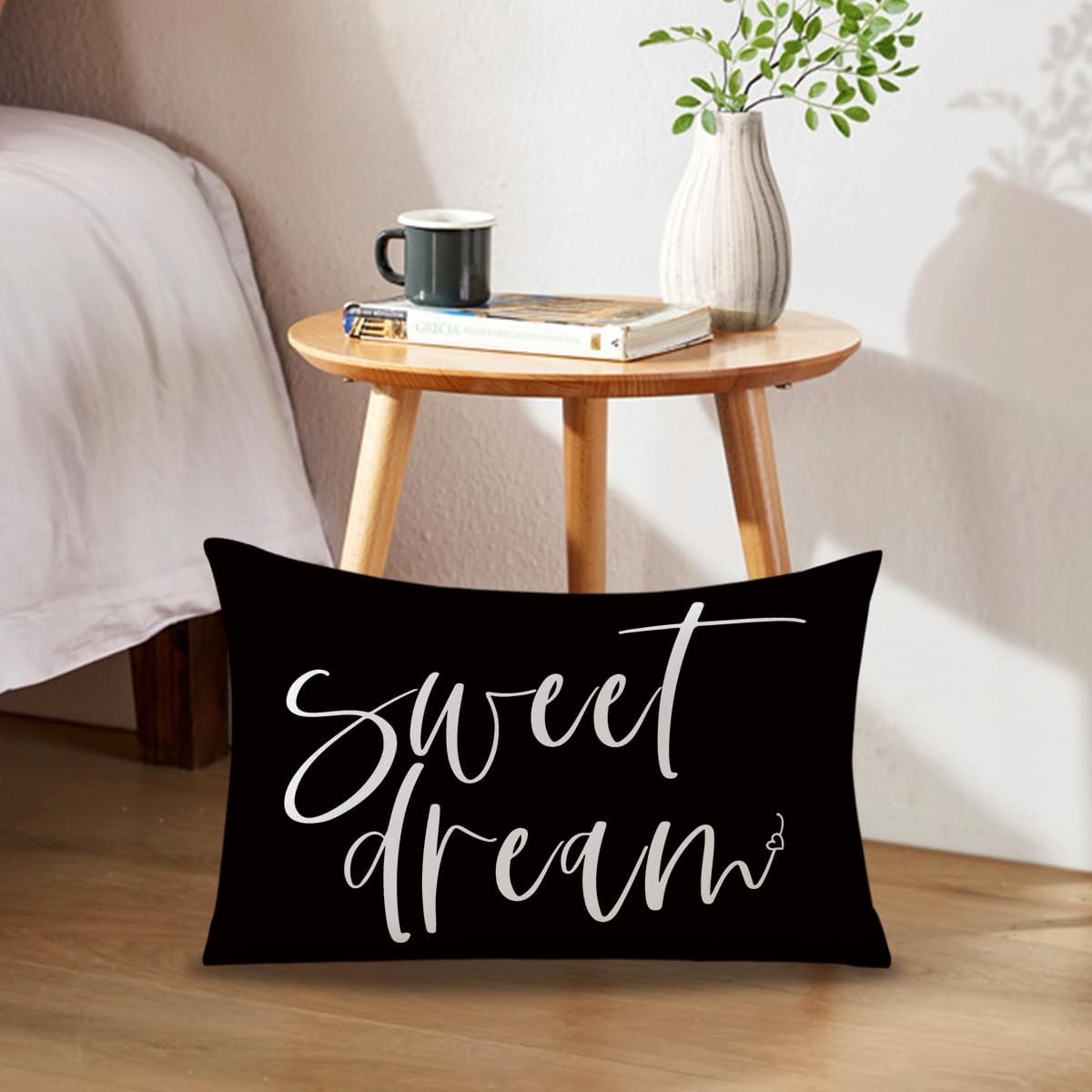 Bedding Decorative Pillowcases Reversible Give It to God and Go to Sleep Cushion Covers Sleep Themed Throw Pillow Covers 12''x20'' for Bedroom Guest Room Housewarming Gifts (Black)